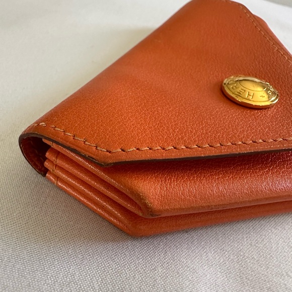 Authentic HERMES Luvan Cattle Veau Barenia Leather Wallet Coin Purse Orange 👛 - Picture 4 of 12